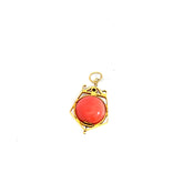 18k Yellow Gold Vintage 12mm Coral Skin Angel Pendant